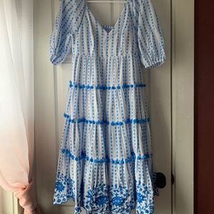Brand New Lilly Pulitzer Sidney Midi  Dress Blue Flare Size 0